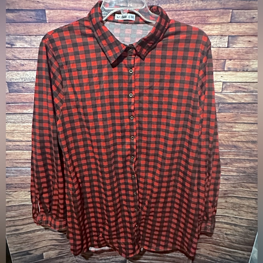 Doublju Red & Black Checkered Shirt